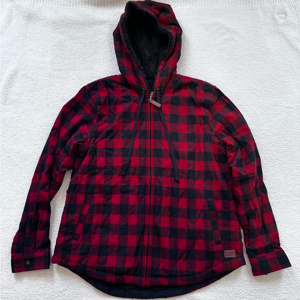 L.L. Bean Womens Relaxed Fit Flannel Shirt, Sherpa-Lined Zip Hoodie